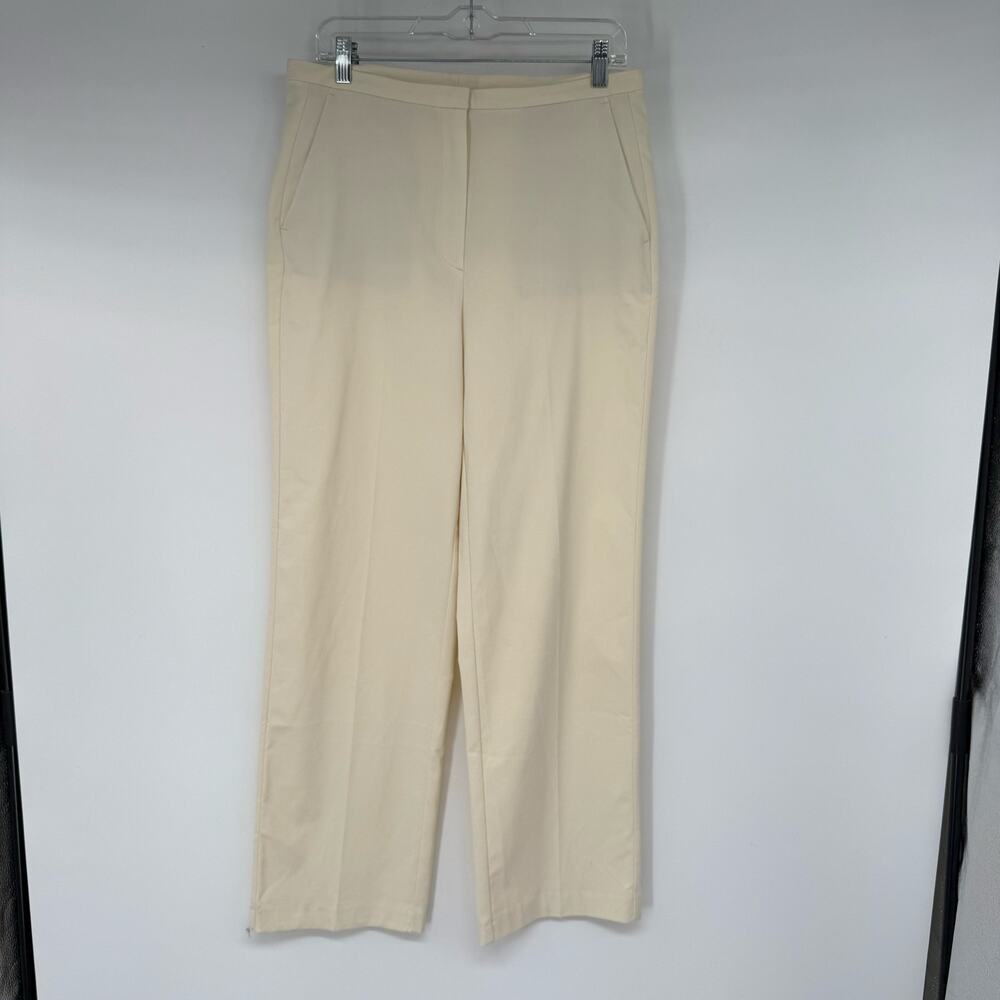 Selected Femme High Rise Flat Front Trouser Women's Size 40 US 10 Cream Wide Leg